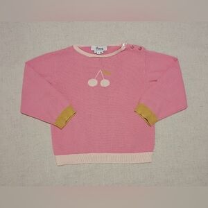 Bonpoint Pink Cherry Print Cotton Sweater Girls 3T